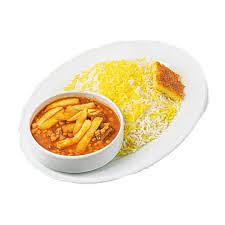 چلو خورشت قیمه سیب زمینی